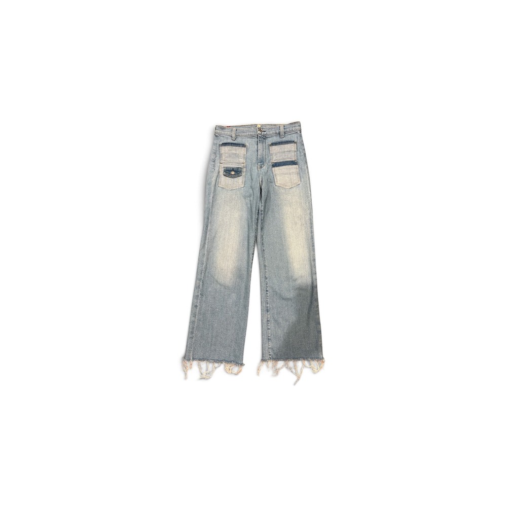 7 For All Mankind Cropped Alexa Jeans w/ Patch Pockets, Women's 27 Roxy Lights - Picture 3 of 11